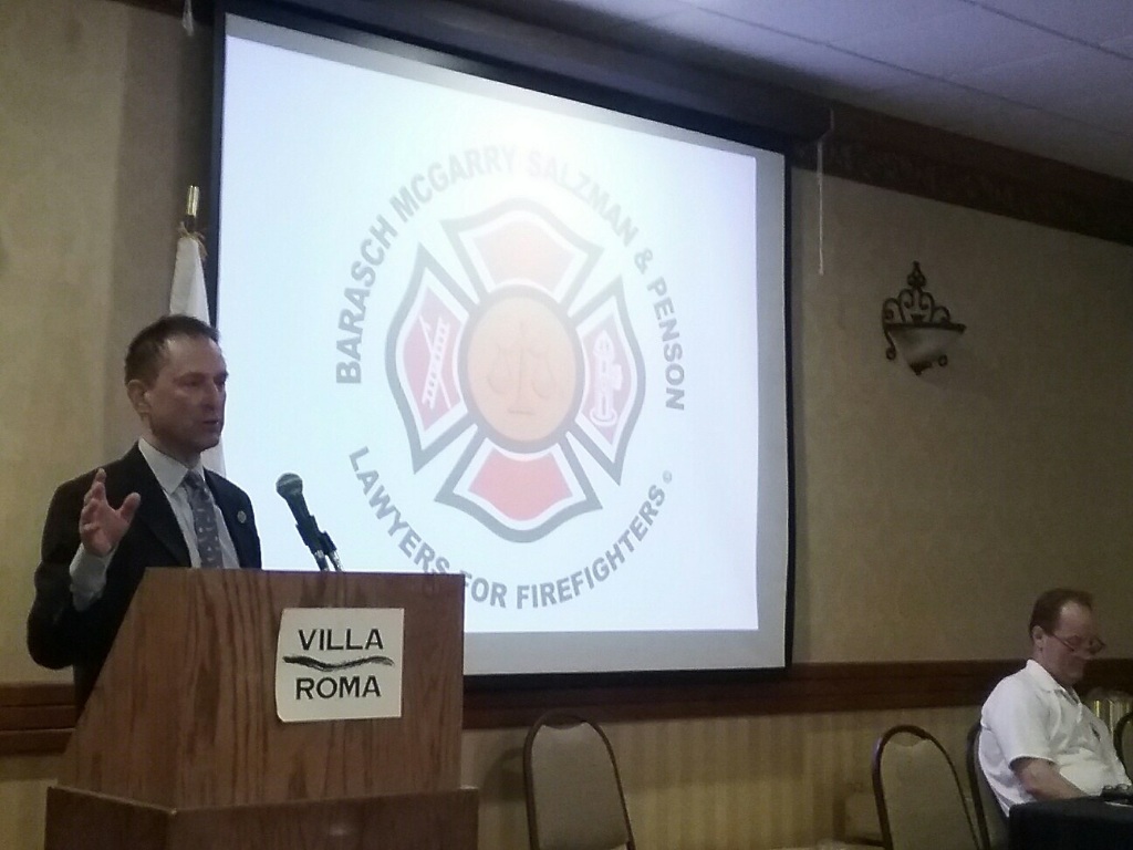 Michael Barasch addressing the delegates at the Uniformed Fire Officers Association (UFOA) Education Seminar